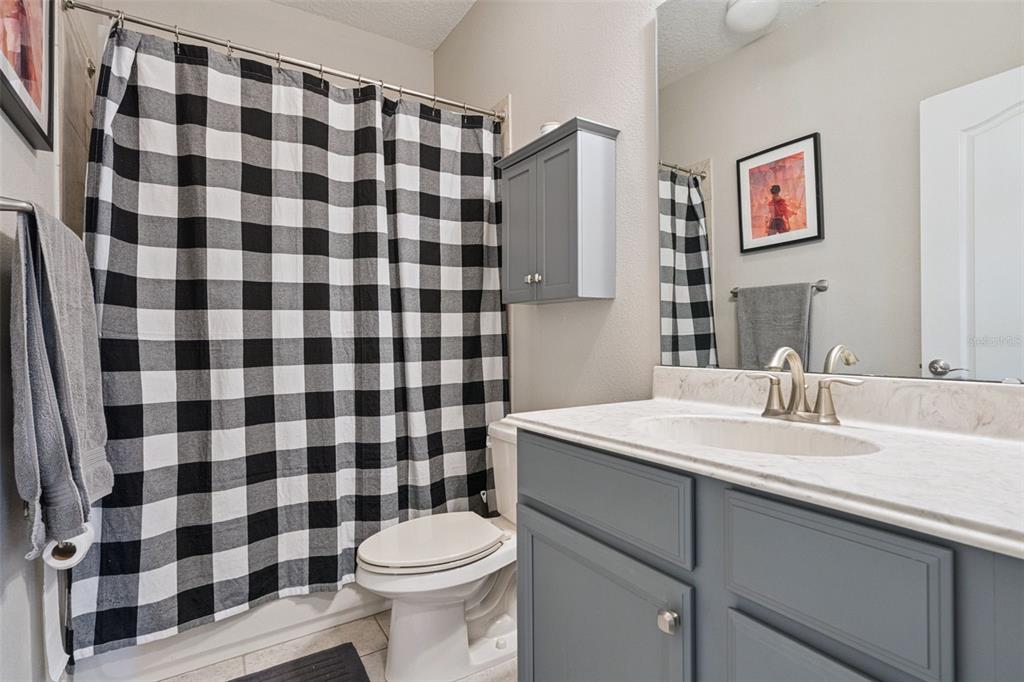 1565 Castile Street Celebration, FL 34747 - Photo 39 of 82 a bathroom with a sink a toilet a large mirror and shower