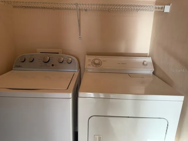a close up view of a washer and dryer