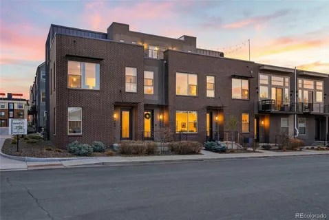 a front view of multiple houses