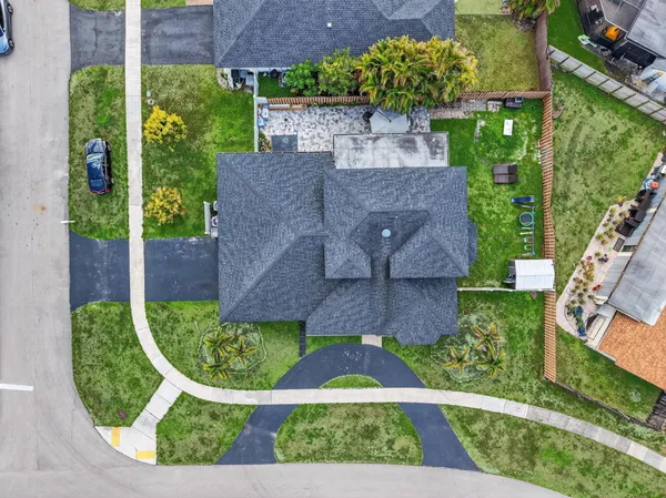 an aerial view of a house
