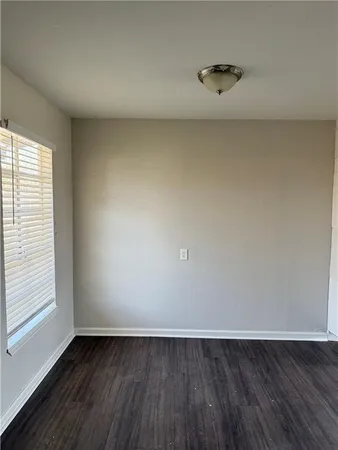 an empty room with a workbench