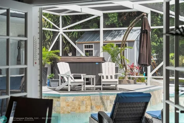 a view of a lake with a building in the background