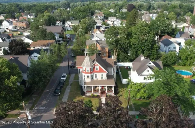 an aerial view of a house