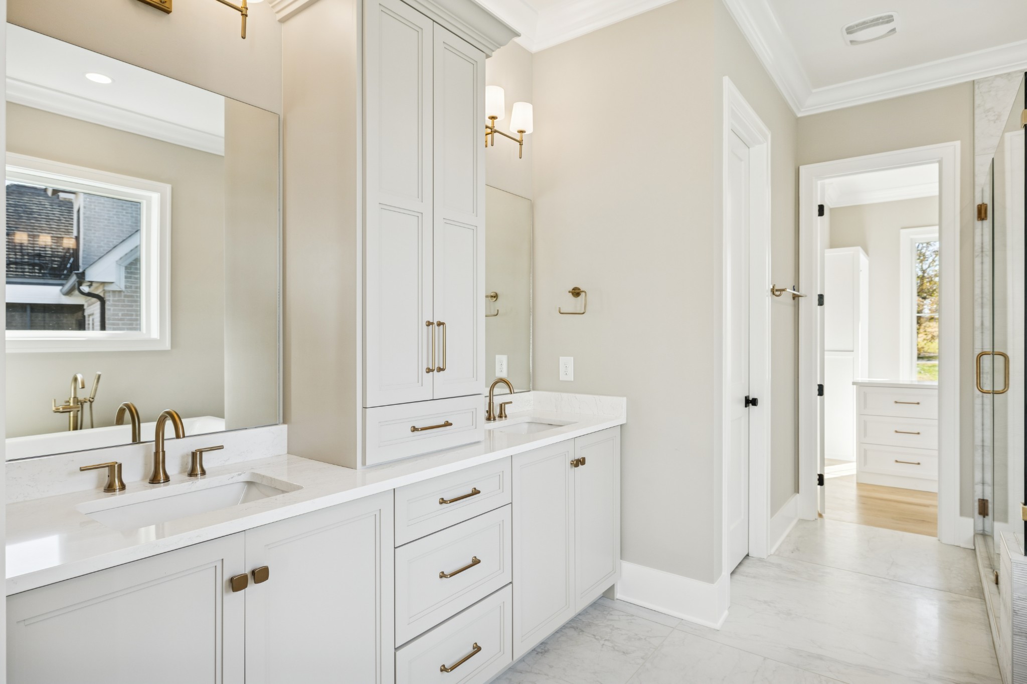 2016 Albatross Way Gallatin, TN 37066 - Photo 50 of 88 a spacious bathroom with a double vanity sink a large mirror a shower and vanity