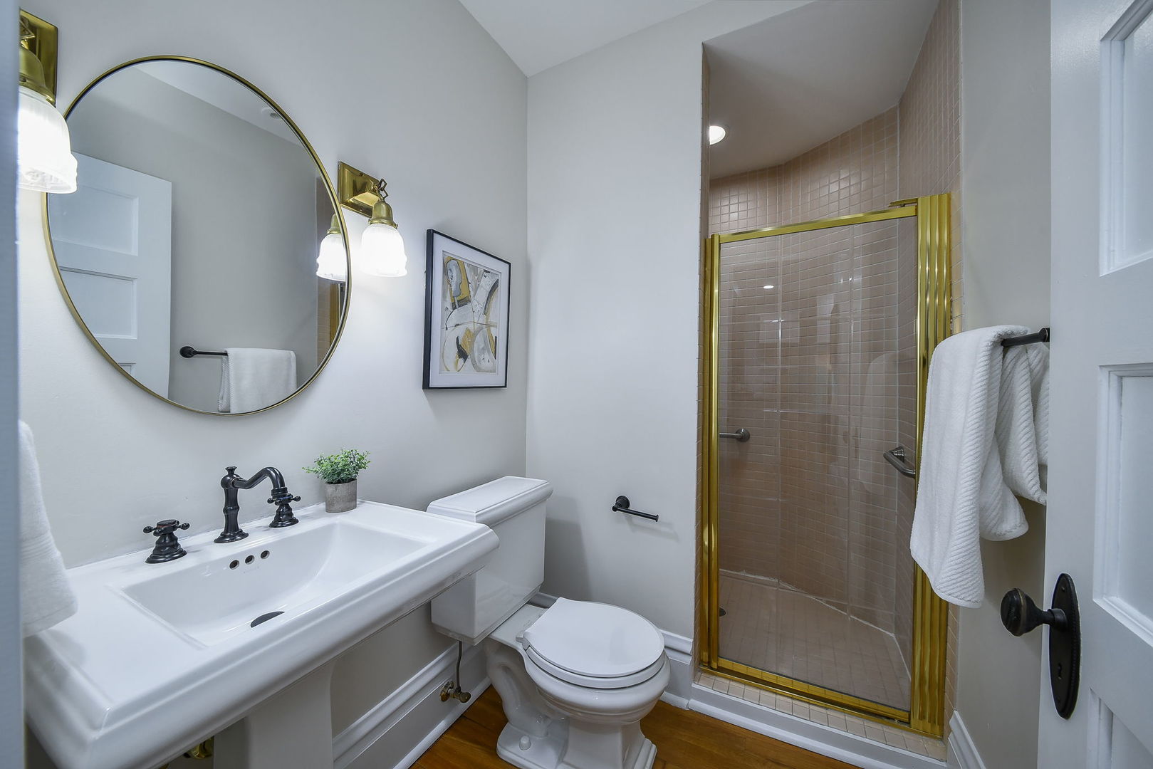 223 North Ellsworth Street Naperville, IL 60540 - Photo 18 of 48 a bathroom with a sink toilet and shower