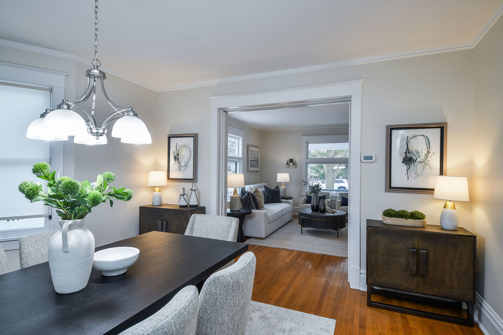 223 North Ellsworth Street Naperville, IL 60540 - Photo 4 of 48 a living room with furniture potted plant and a chandelier