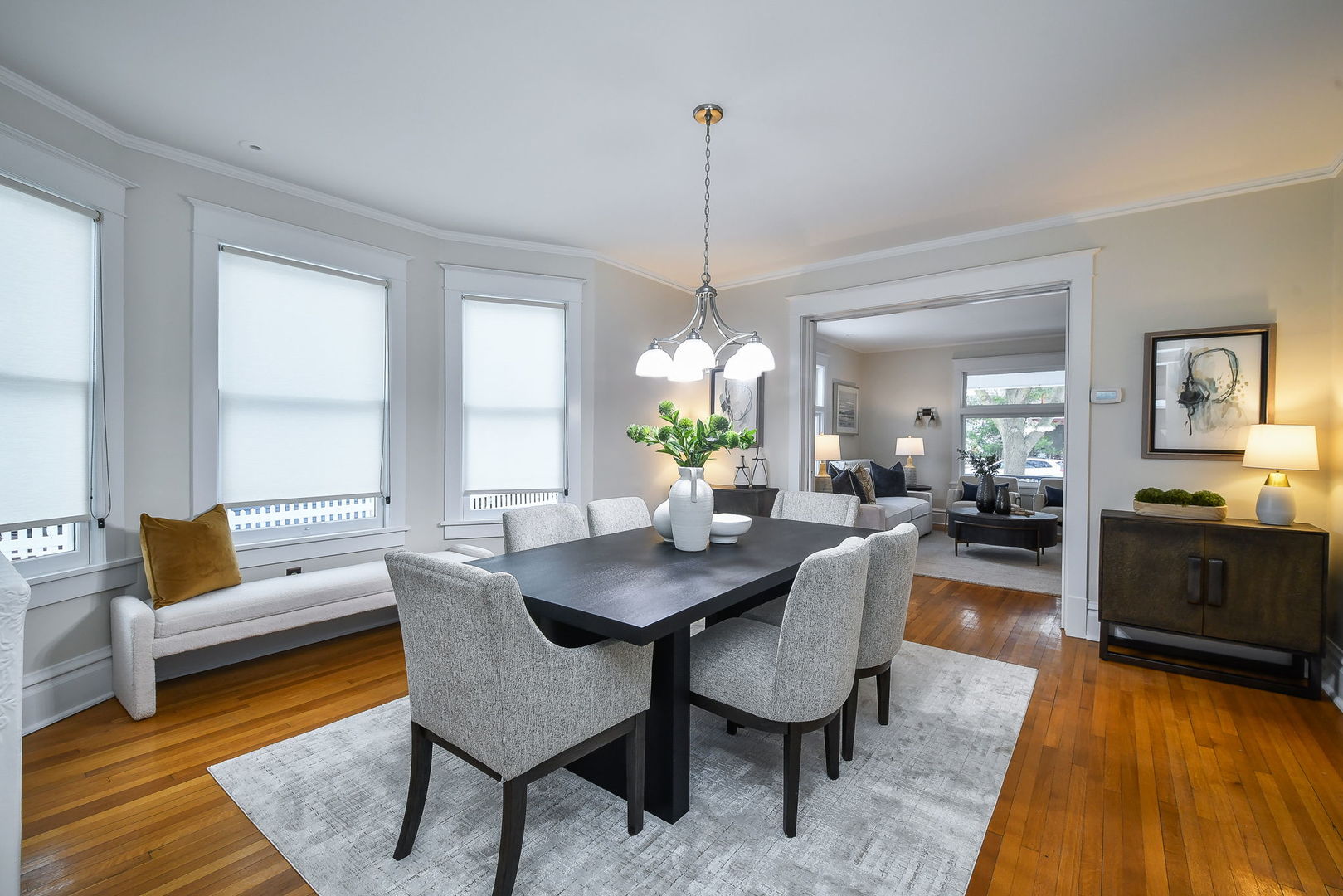 223 North Ellsworth Street Naperville, IL 60540 - Photo 5 of 48 a living room with furniture dining table and a chandelier