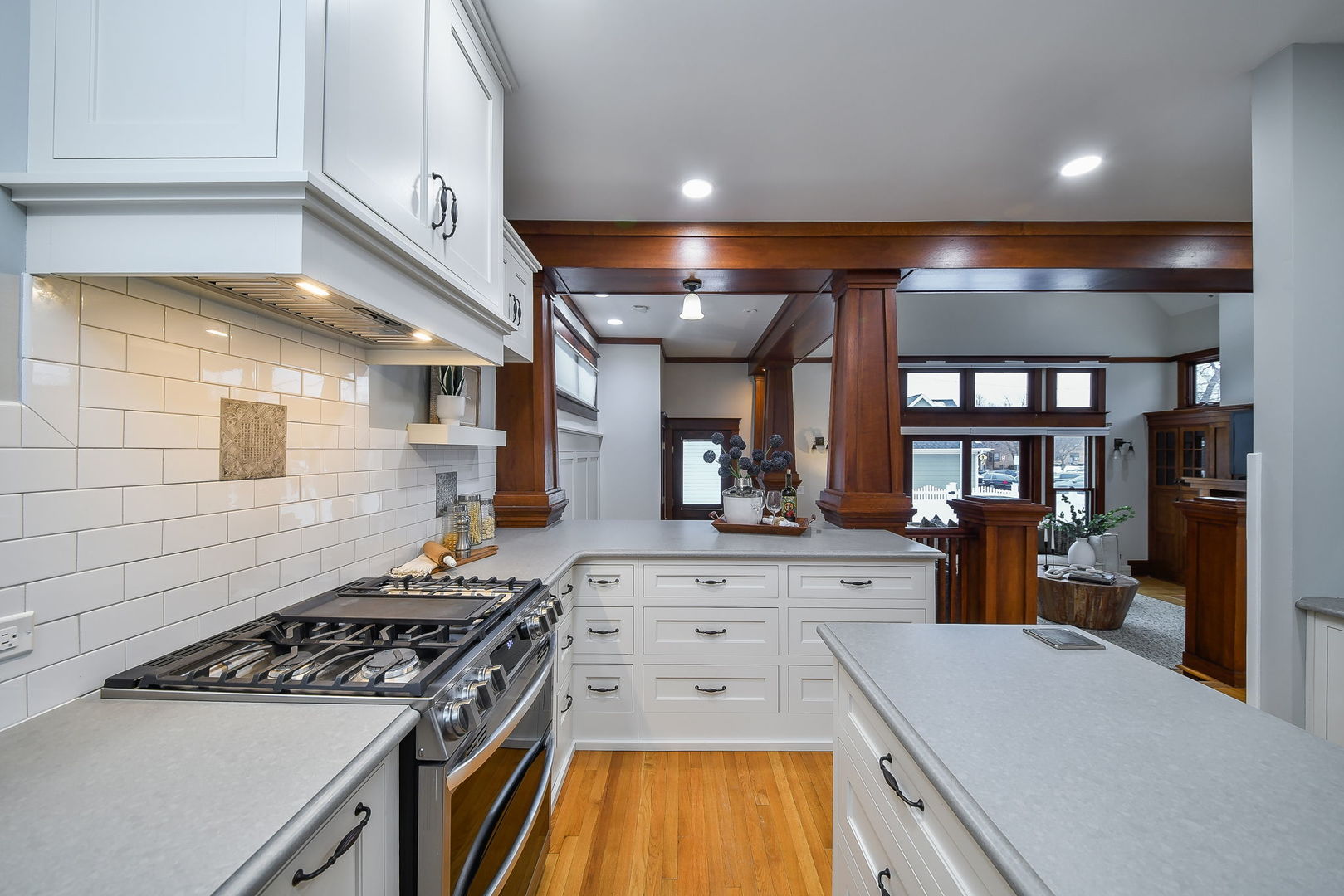 223 North Ellsworth Street Naperville, IL 60540 - Photo 10 of 48 a kitchen with kitchen island a stove a sink and a refrigerator