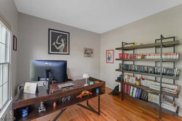a room with furniture and a book shelf