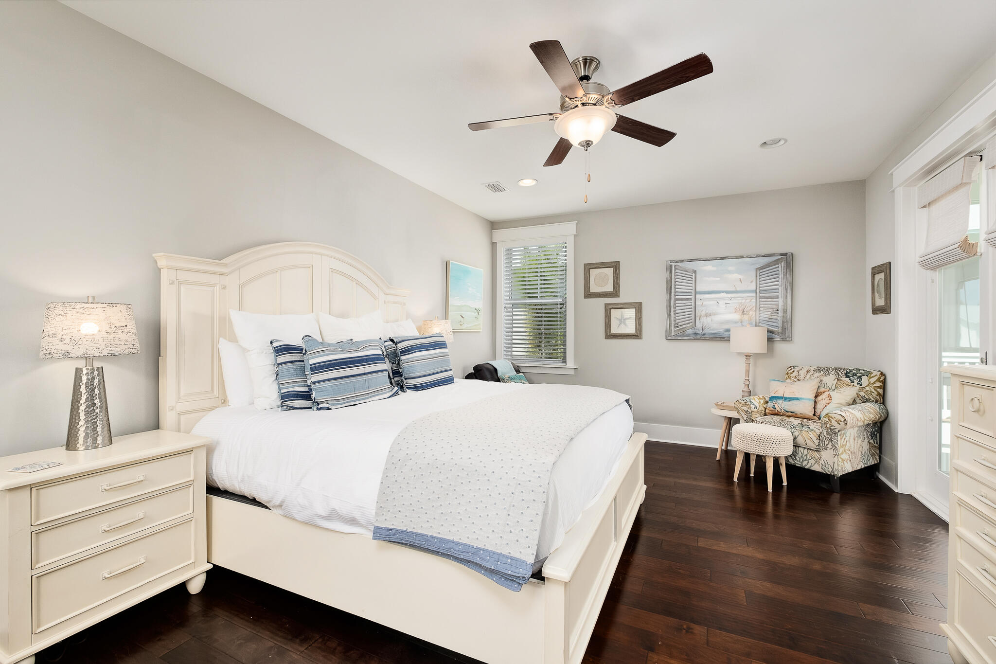 442 Flatwoods Forest Loop Santa Rosa Beach, FL 32459 - Photo 17 of 46 a bedroom with a bed and a chandelier