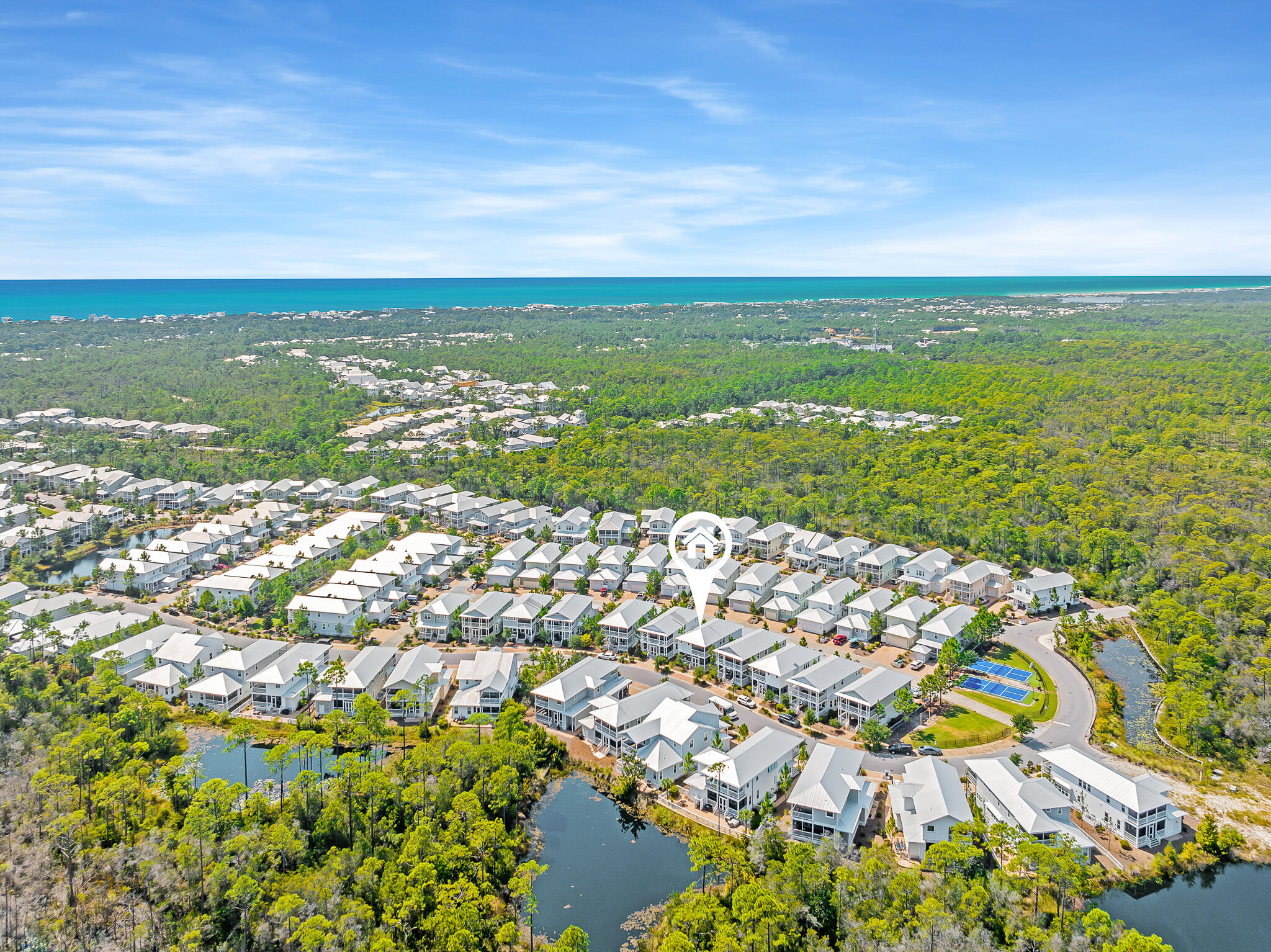 442 Flatwoods Forest Loop Santa Rosa Beach, FL 32459 - Photo 32 of 46 an aerial view of residential houses with outdoor space