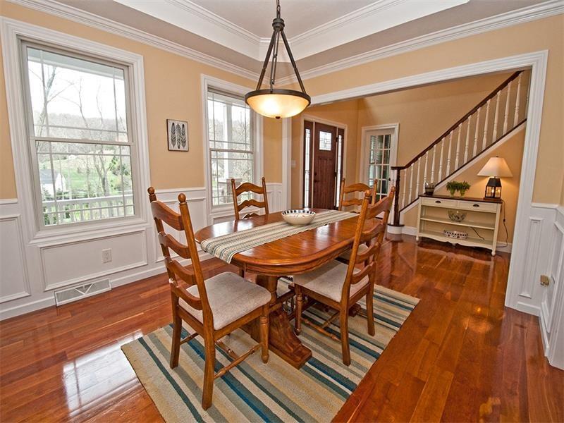 1763 Old State Road Gibsonia, PA 15044 - Photo 4 of 25 Another view of the Dining Room, wonderful open floor plan. Beautiful 5 inch Cherry Plank Hardwood through-out.