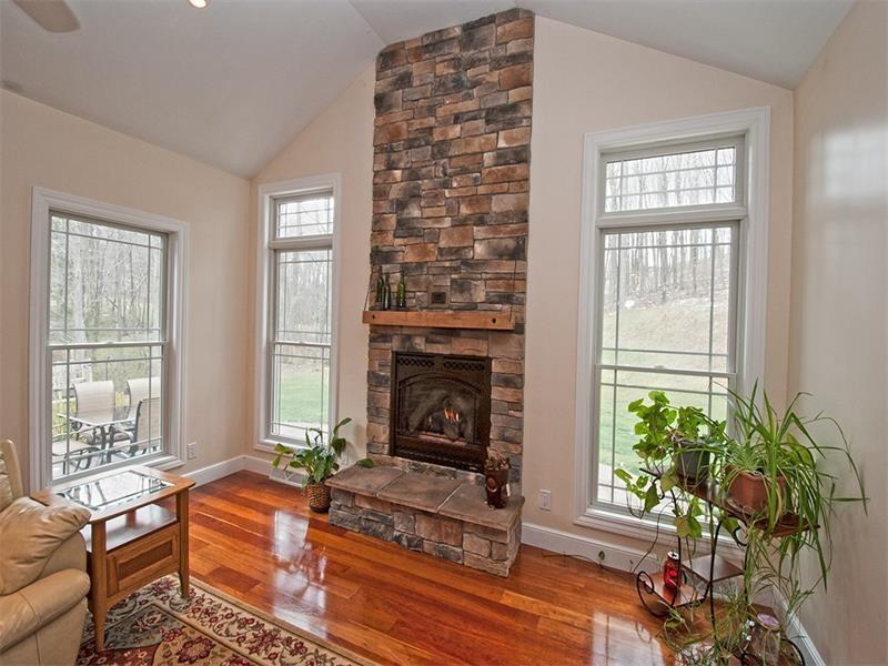 1763 Old State Road Gibsonia, PA 15044 - Photo 9 of 25 Family Room features a 2 story stone fireplace - beautiful!