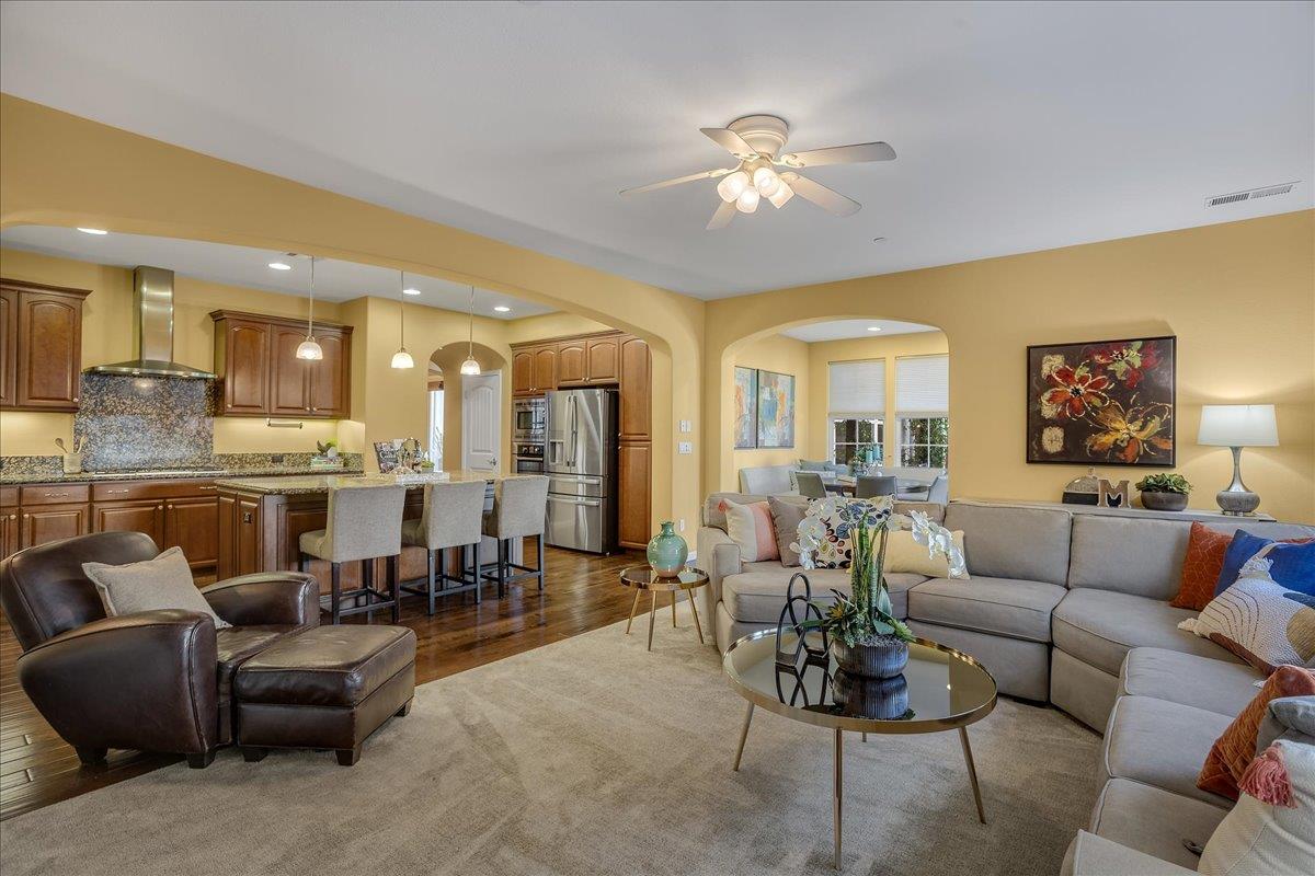 7626 Braid Court Gilroy, CA 95020 - Photo 22 of 49 a living room with furniture and kitchen view