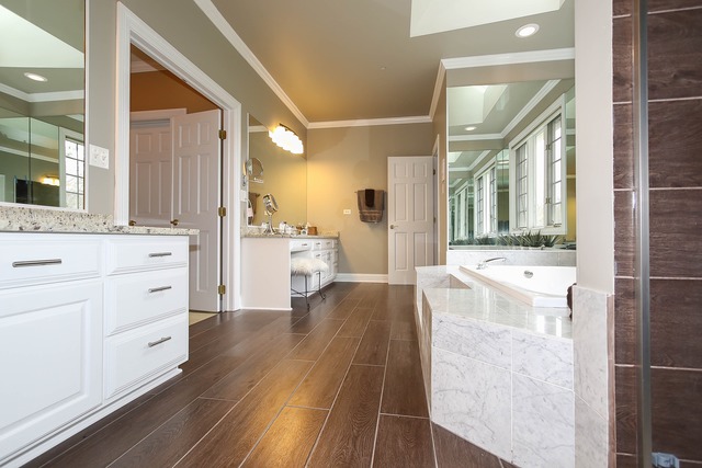 Undisclosed Address Long Grove, IL 60047 - Photo 15 of 25 a spacious bathroom with a granite countertop sink mirror and bathtub