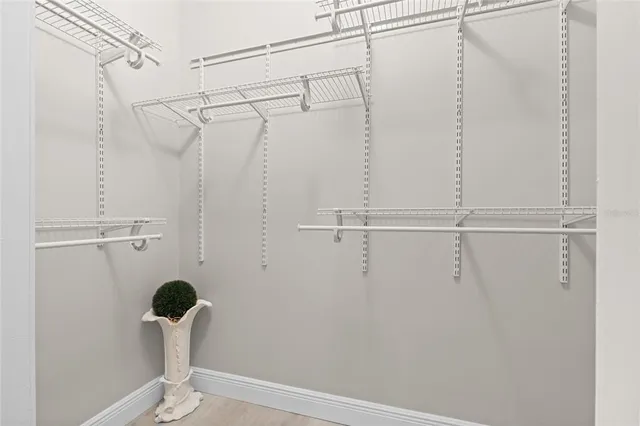 a view of small space with racks on the wall