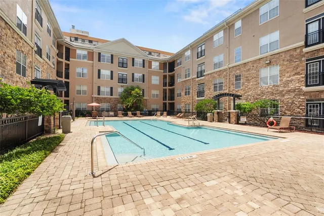 a view of a building with a street