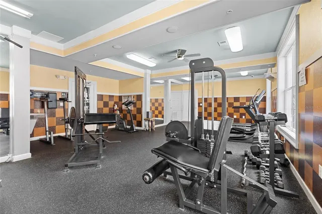 a view of a room with gym equipment