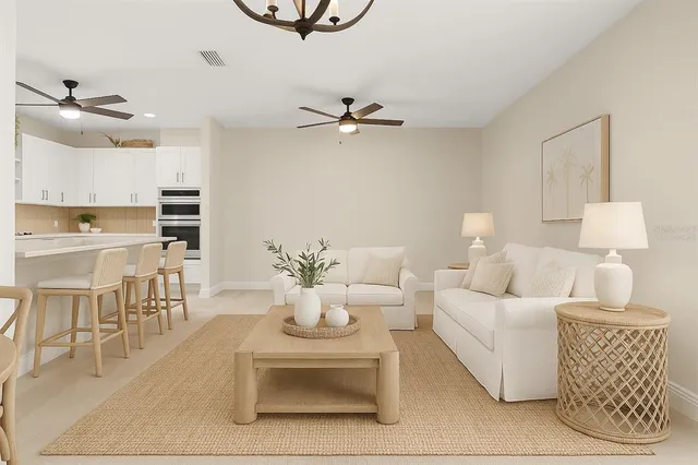 a living room with furniture