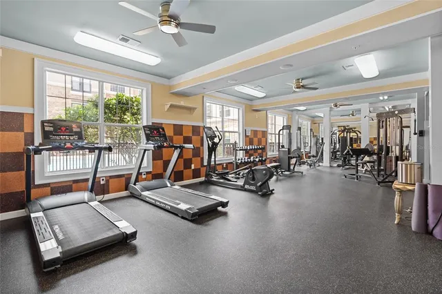 a view of a room with gym equipment