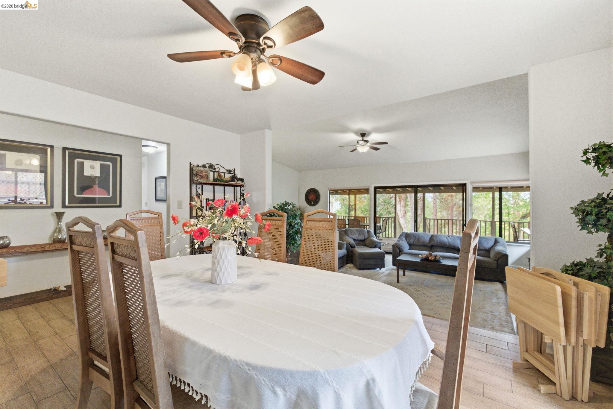 12068 Breckenridge Road Groveland, CA 95321 - Photo 18 of 55 Dining room with light wood-type flooring and ceiling fan