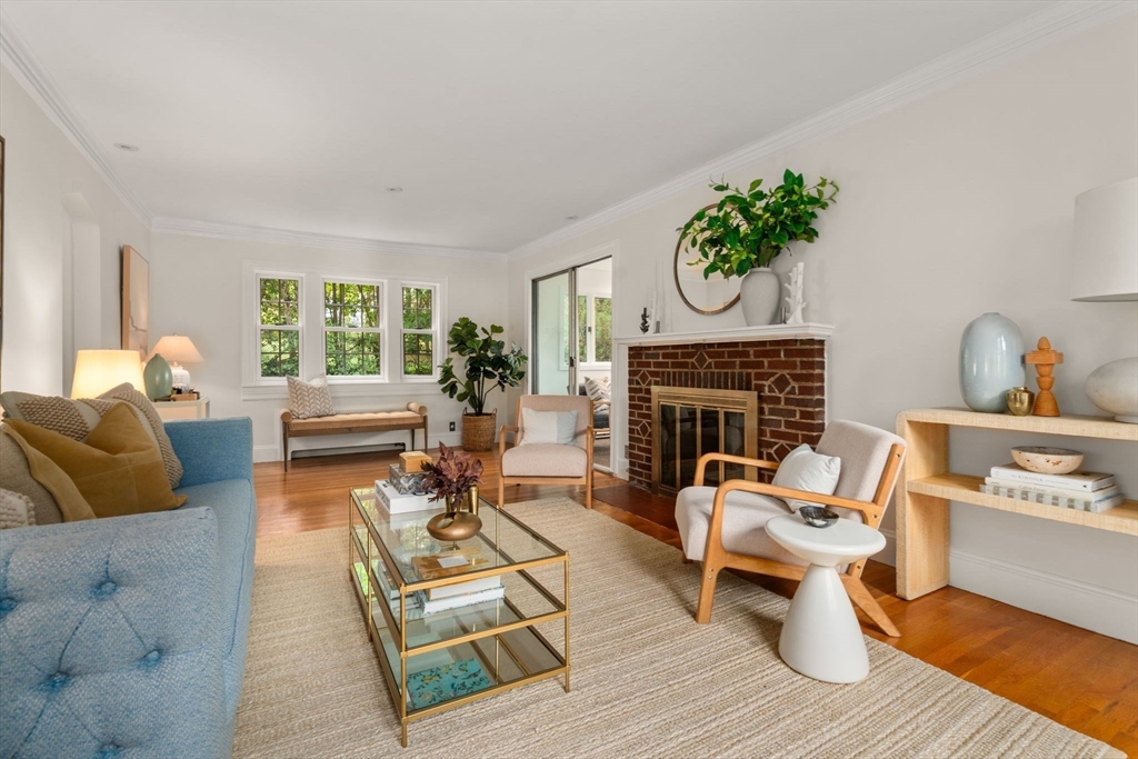 16 Duxbury Road Newton, MA 02459 - Photo 7 of 30 a living room with furniture and a fireplace