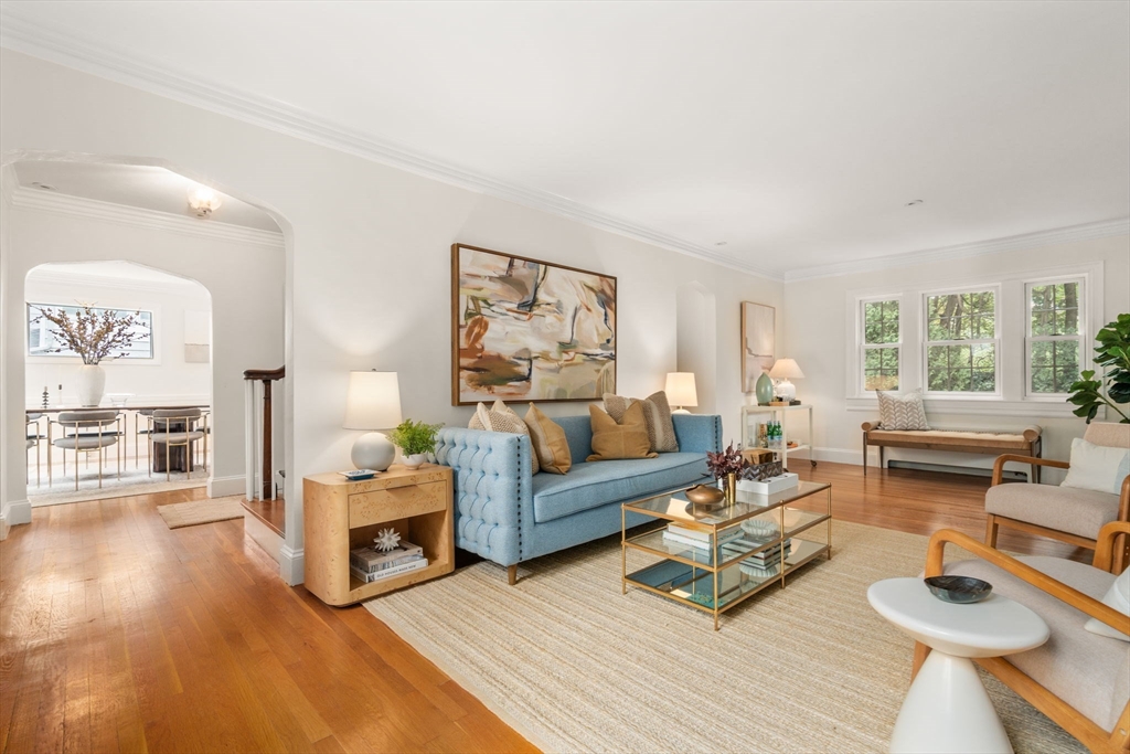 16 Duxbury Road Newton, MA 02459 - Photo 9 of 30 a living room with furniture and a wooden floor