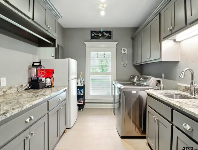 a kitchen with sink cabinets and window