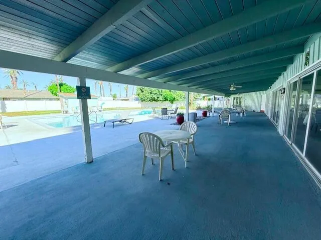 a view of an outdoor space with seating