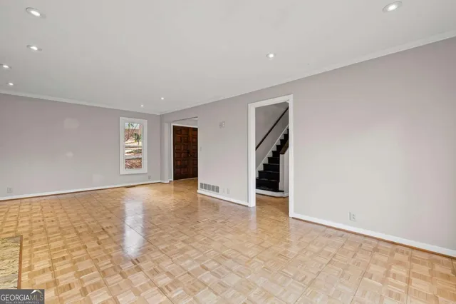 an empty room with windows