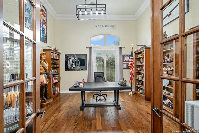 a view of a furniture and that has a window in it