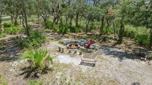a view of a pathway of a building with wooden stairs