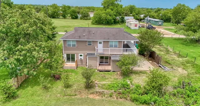 an aerial view of a house