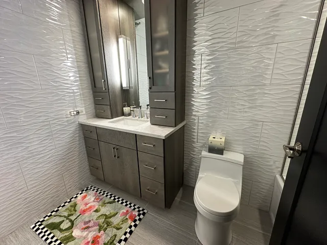 a bathroom with a sink toilet and vanity