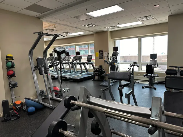 a view of a room with gym equipment