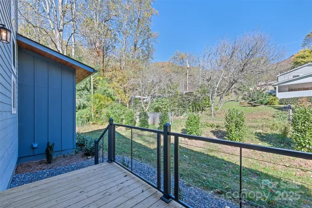 a view of a wooden deck