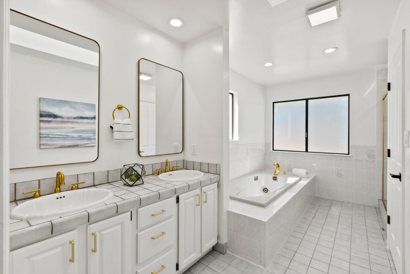 1475 Oak Rim Drive Hillsborough, CA 94010 - Photo 50 of 72 a bathroom with a double vanity sink mirror and