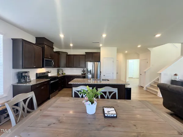 a kitchen with lots of counter top space