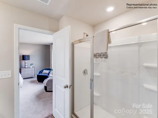 a view of a room with racks on the wall