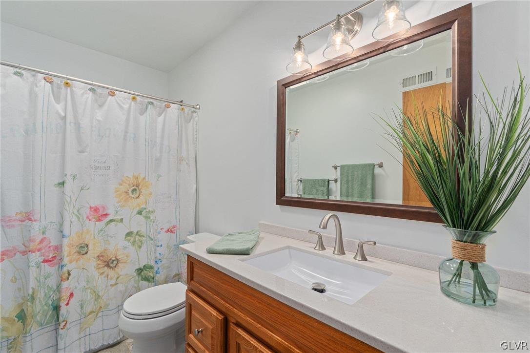 3220 Winding Road Kintnersville, PA 18930 - Photo 50 of 50 a bathroom with a sink a toilet and a mirror