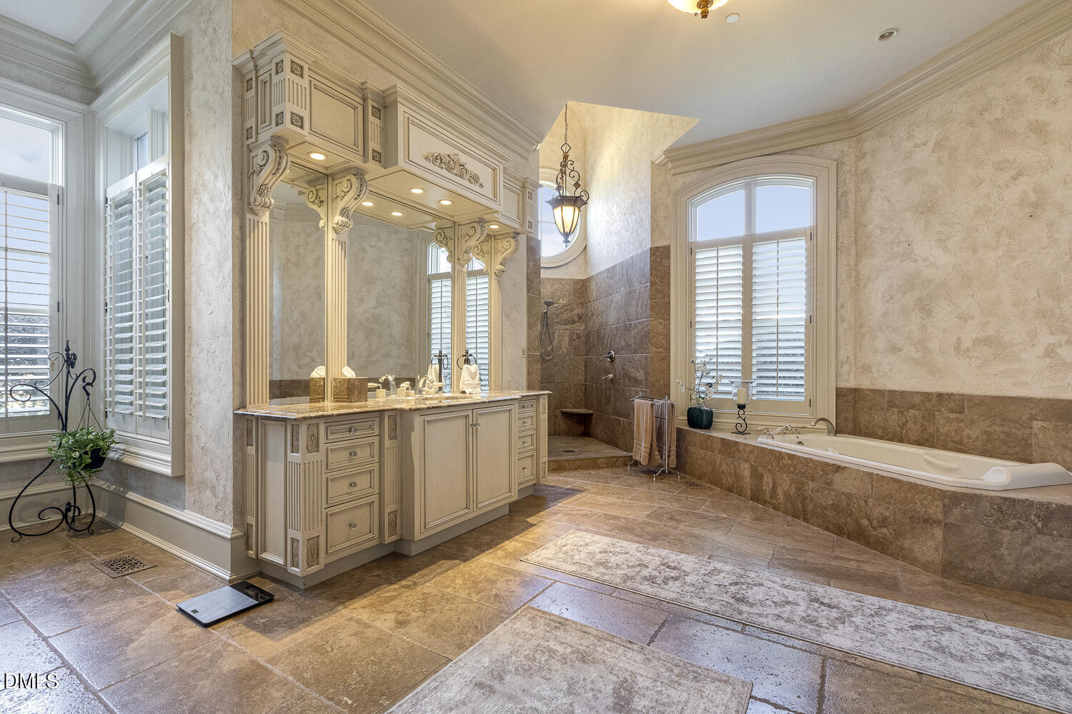 7505 New Sharon Church Road Rougemont, NC 27572 - Photo 48 of 99 a spacious bathroom with a double vanity sink a mirror and a bathtub