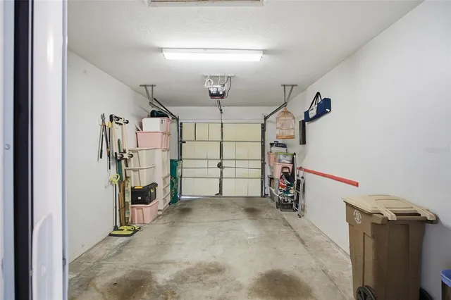 a view of a garage with furniture