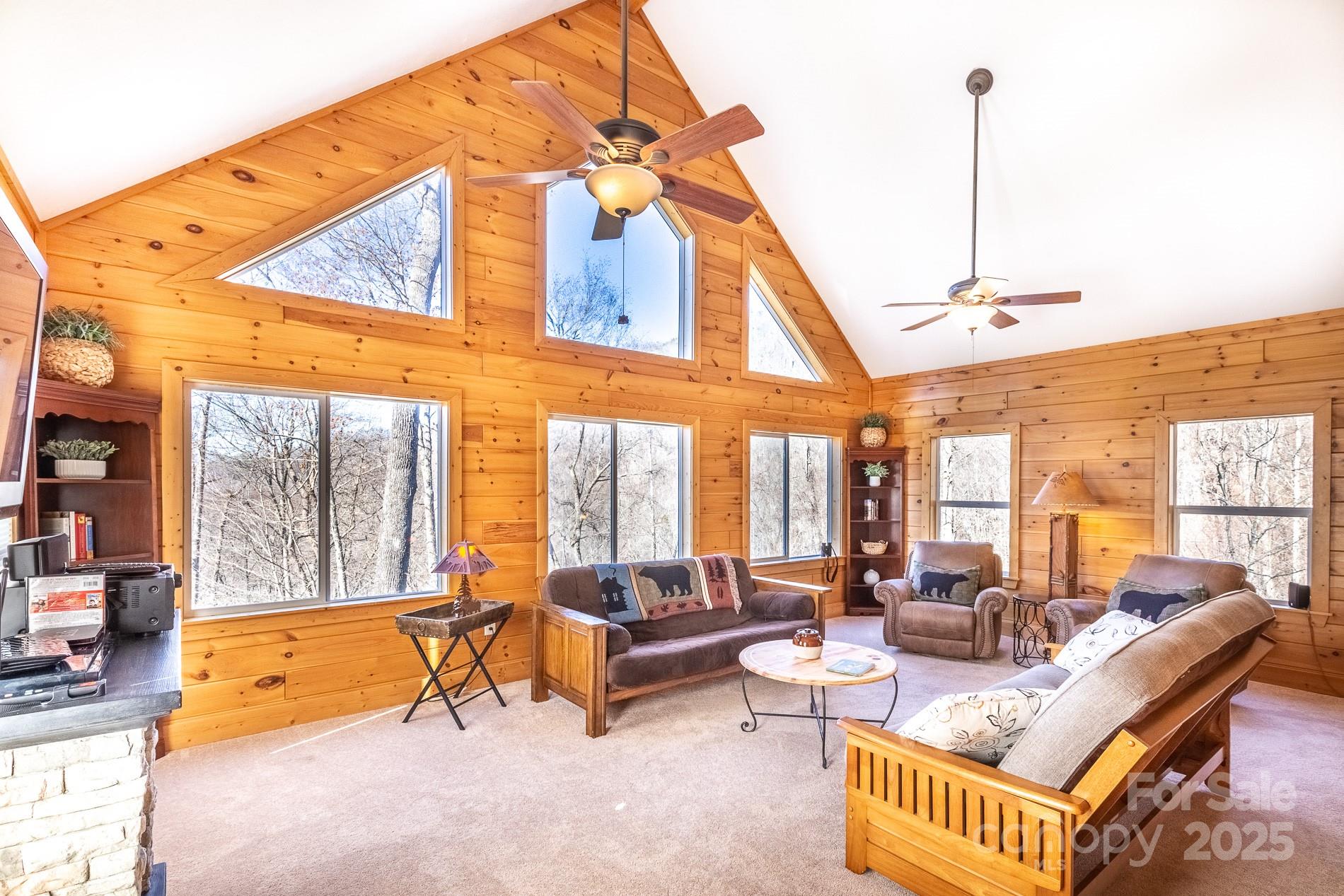 283 Walnut Cv Ridge Bryson City, NC 28713 - Photo 35 of 42 a living room with furniture a large window and a rug