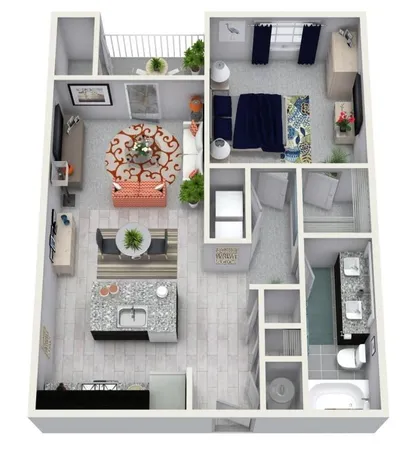 a living room with furniture and flat screen tv