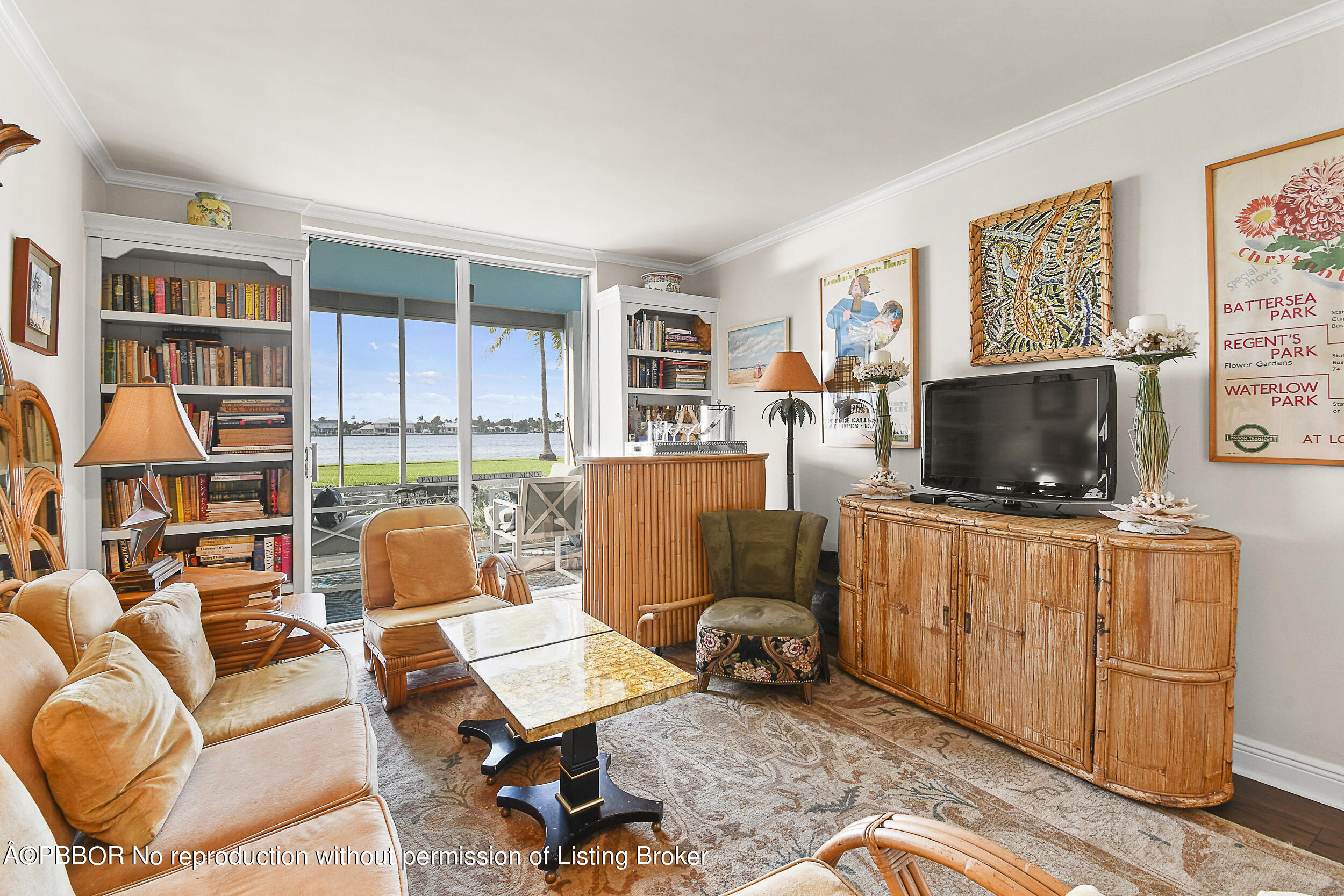 2170 Ibis Isle Road, Unit 2 Palm Beach, FL 33480 - Photo 10 of 38 a living room with furniture a flat screen tv and rug floor