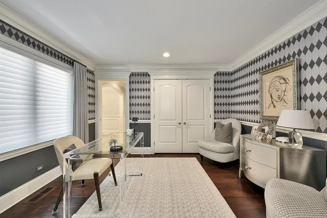 a view of gallery with windows