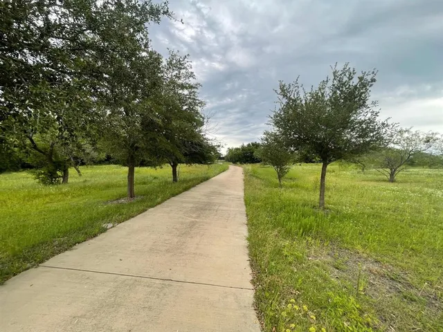 a view of a golf course with a garden