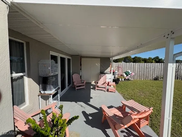 a outdoor space with furniture