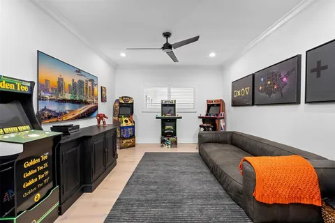 a living room with furniture