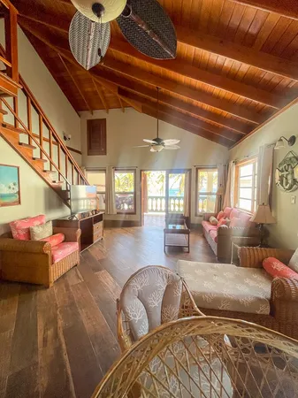 a living room with furniture